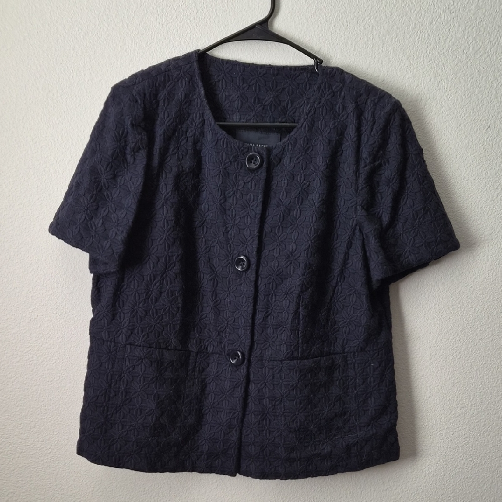 Banana Republic Navy Textured Blazer